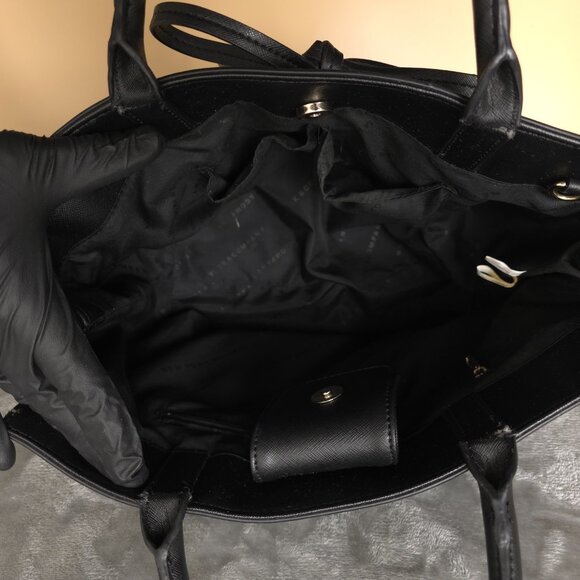 New York & Company‎ Women's Black Leather Snap Button Front Bow Shoulder Bag - Picture 3 of 8